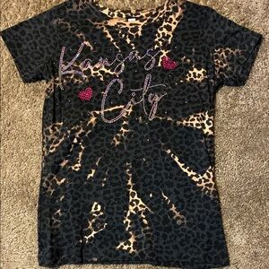 Leopard Print Tee with Heart Accents